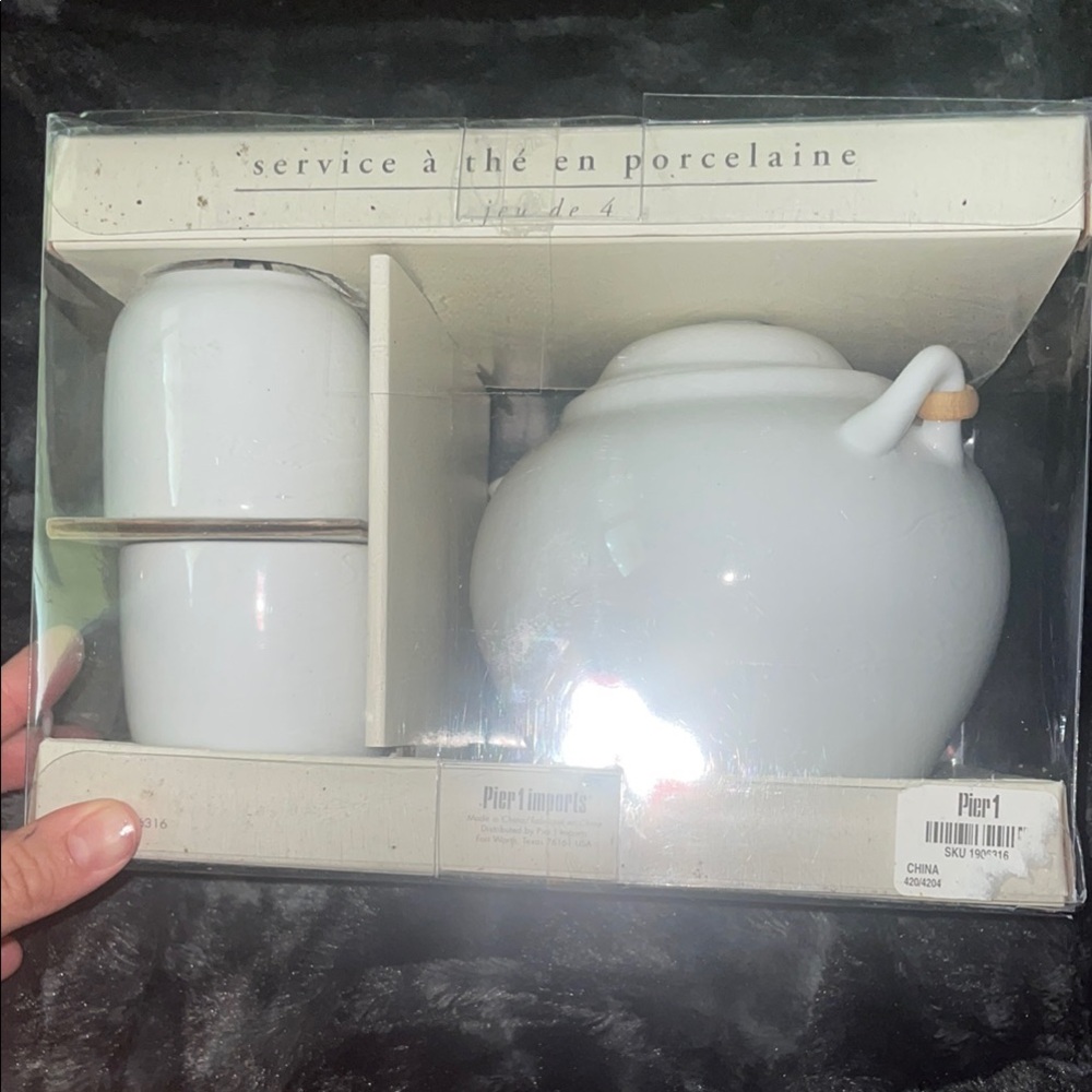 Pier 1 White Porcelain Tea Set